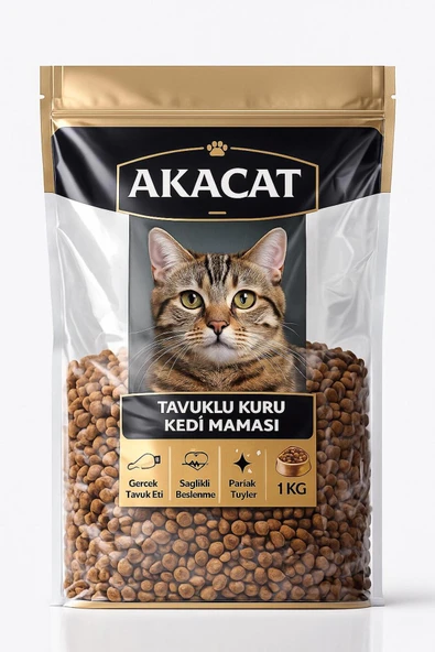 AKACAT Preminyum Kedi Kuru Maması Tavuklu 1 Kg ürün görseli 1
