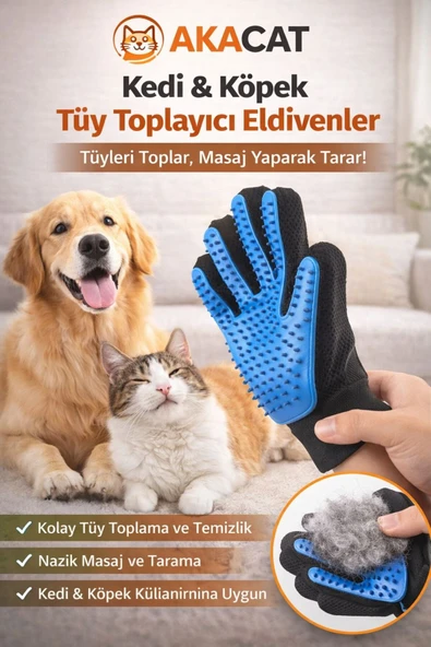 AKACAT 1 Adet Tüy Toplama Mavi Kedi Köpek Tüy Toplayıcı Kedi Köpek Tüy Toplama Masaj Kaşıma Eldiveni ürün görseli 1