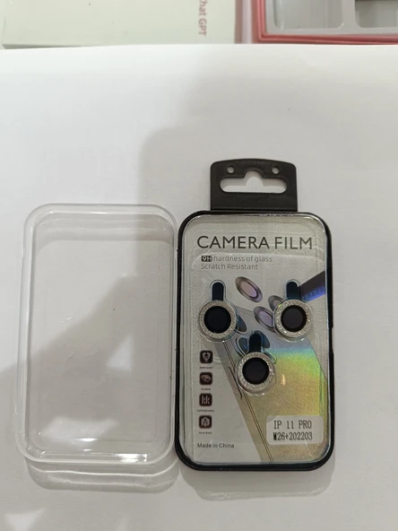 iPhone 11 pro simli beyaz kamera koruyucu - Resim 2