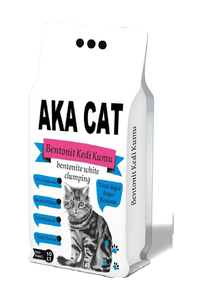 AKACAT 10 Lt Beyaz Bentonit Doğal %100 Topaklaşan Ince Taneli Kedi Kumu ürün görseli 1