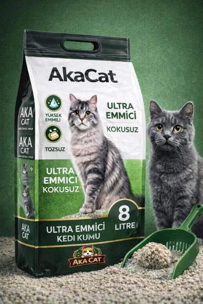 AKACAT Natural Süper %100 Topaklanan Tozsuz Premium 8 Lt Kokusuz ürün görseli 1