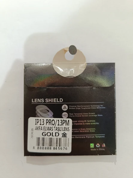 iPhone 13 Pro/ Promax elma taşlı Gold kamera koruyucu ürün görseli 1