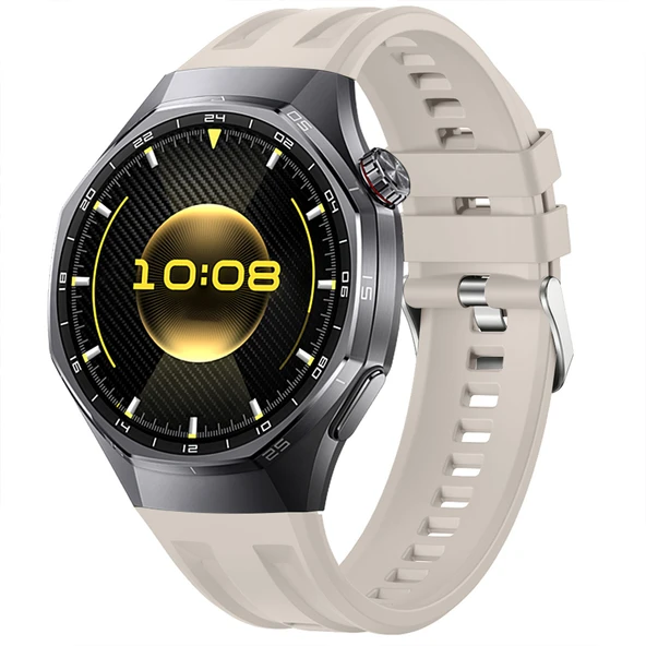 Sneezy Huawei Watch GT6 Pro 46mm İle Tam Uyumlu Spor Silikon Metal Tokalı Soft Saat Kordonu  Starlight ürün görseli 1