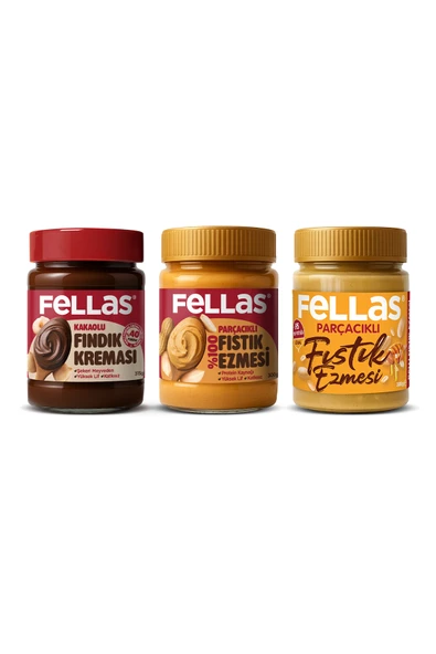 Kakaolu Fındık Kreması (315 g) + Fıstık Ezmesi - %100 (300 g) + Ballı Fıstık Ezmesi (300 g) ürün görseli 1