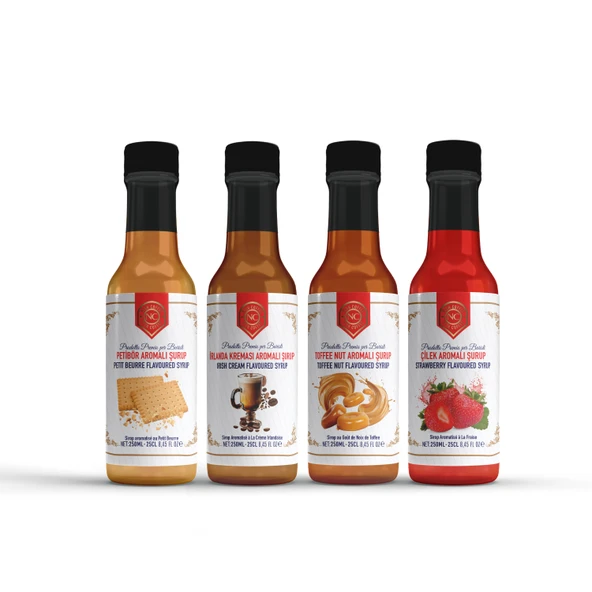 Nish Petibör, Irish Cream, Toffee Nut, Çilek Aromalı Şurup 4'lü set (4x250 ML) - Pet Şişe ürün görseli 1