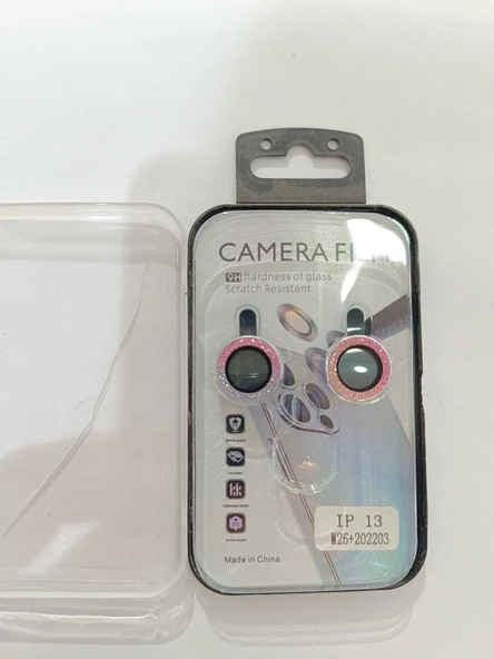 iPhone 13 renkli simli kamera koruyucu - Resim 3