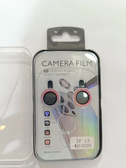 iPhone 13 renkli simli kamera koruyucu - Resim 2