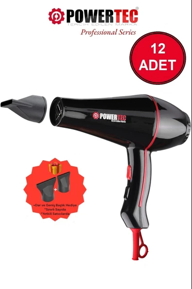 12 ADET Powertec TR-601 Profesyonel Fön Makinesi ürün görseli 1