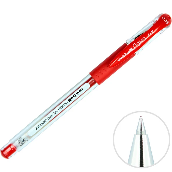 Uni-Ball Um-151 Roller Kalem Signo Dx Jel Bilye Uç 0.38 Mm Kırmızı (12 Li Kutu) ürün görseli 1