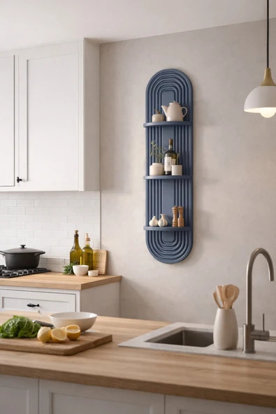 OSSEMOB SATEN FÜME (130cmX30cm) Üç Raflı Dekoratif Membran Duvar Rafı ürün görseli 1