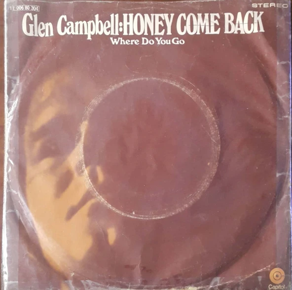 Glen Campbell Honey Come Back 45lik Plak ürün görseli 1