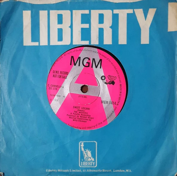 Demo .Record Not For Sale Sweet Leilani 45lik Plak ürün görseli 1
