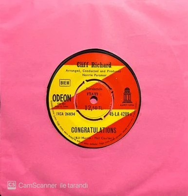 Cliff Richard Congratulations 45lik Plak ürün görseli 1