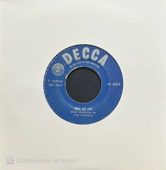 Eric Burdon And The Animals Help Me Girl 45lik Plak ürün görseli 1