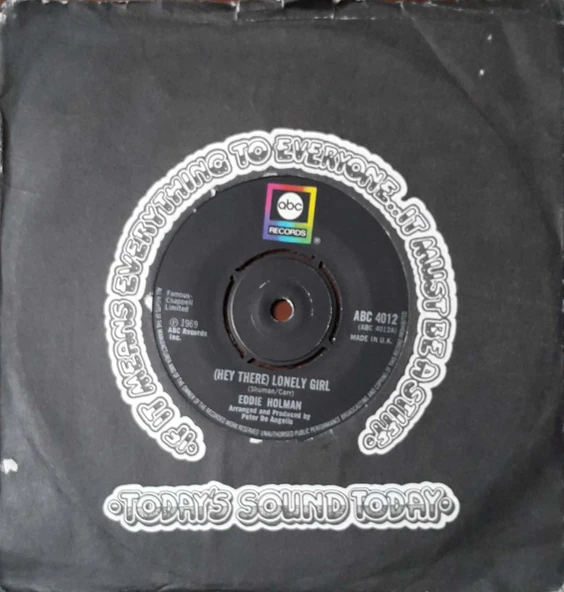 Eddie Holman (Hey There) Lonely Girl 45lik Plak ürün görseli 1