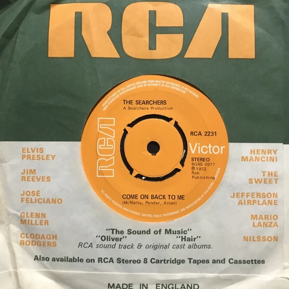 The Searchers Come On Back To Me 45lik Plak ürün görseli 1