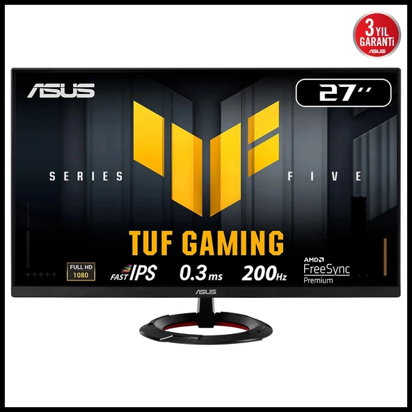 ASUS TUF GAMING VG279Q5R 27" 0.3ms, 200Hz, Full HD, DP, 2xHDMI, Hoparlör, Fast IPS LED, ELMB Sync Premium, GAMING M ürün görseli 1