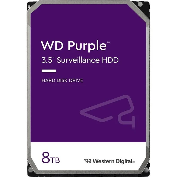 8TB WD 3.5 Purple Sata3 WD85PURZ 5640RPM 256MB 7/24 Güvenlik  (3 YIL RESMİ DIST) ürün görseli 1
