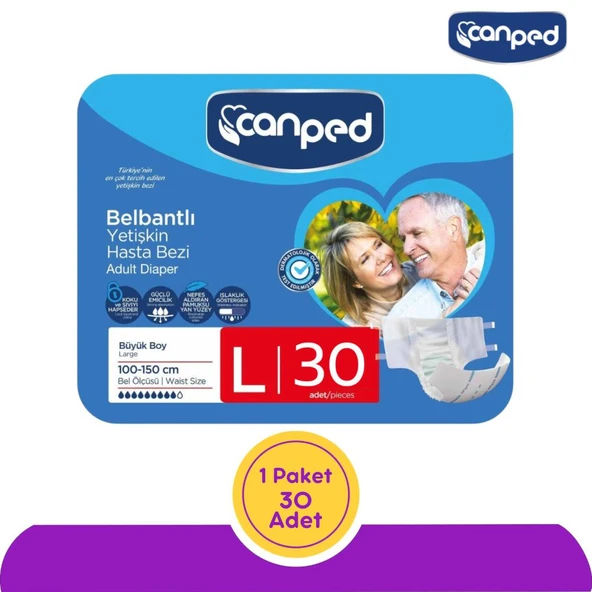 Canped Tekstil Yüzeyli Belbantlı Bağlamalı Büyük Boy Large 30'lu Hasta Bezi ürün görseli 1