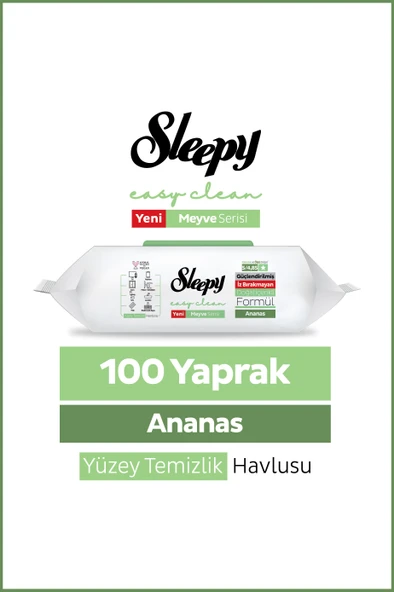 Sleepy Meyve Serisi Yüzey Temizlik Havlusu Mendili Ananas 100 Yaprak ürün görseli 1