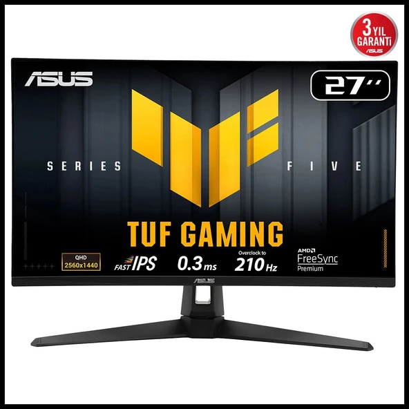ASUS TUF GAMING VG27AQ5A 27" 0.3ms, 210Hz, QHD, DP, 2xHDMI, USB, Hoparlör, Fast IPS LED, ELMB Sync Premium, GAMING ürün görseli 1