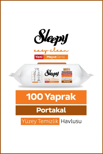 Sleepy Meyve Serisi Yüzey Temizlik Havlusu Mendili Portakal 100 Yaprak ürün görseli 1