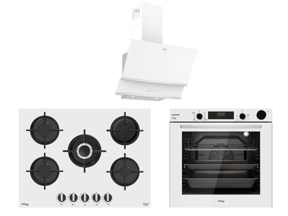 TommaTech TT300 Beyaz Ankastre Set TDE6001WG Davlumbaz + TAO7001WG Ocak + TAF6004WSP Fırın ürün görseli 1