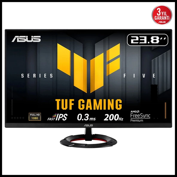 ASUS TUF GAMING VG249Q5R 23,8" 0.3ms, 200Hz, Full HD, DP, 2xHDMI, Hoparlör, Fast IPS LED, ELMB Sync Premium, GAMING ürün görseli 1