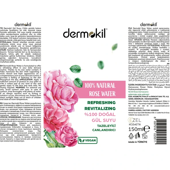 Dermokil %100 Doğal Gül Suyu 150 ml - Resim 6