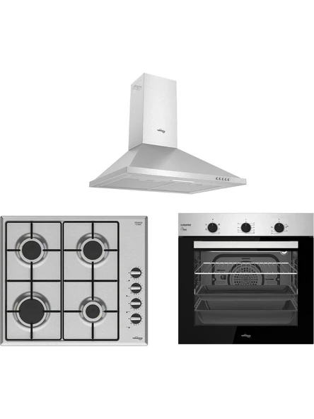 TommaTech TT100 Inox Ankastre Set TDP6001IM Davlumbaz + TAO6007IM Ocak + TAF6006ISM Fırın Inox Ankastre Set ürün görseli 1