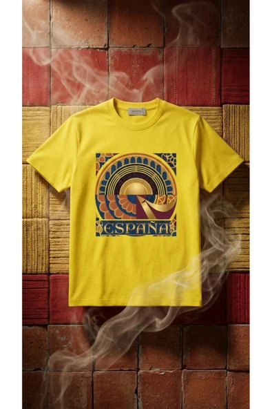 Unisex Basic İspanya Dijital Baskılı Tişört - Resim 5