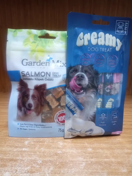 Garden Mix Somonlu Köpek Ödülü 75 GR+Creamy Ton Balıklı&Karides Sıvı Köpek Ödül 4x15 gram ürün görseli 1