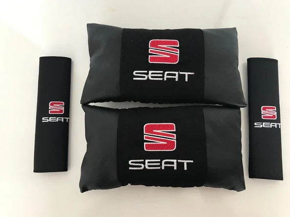 Seat Nakışlı Deri 1 Çift Boyun Yastık Ve 1 Çift Kemer Pedi ürün görseli 1
