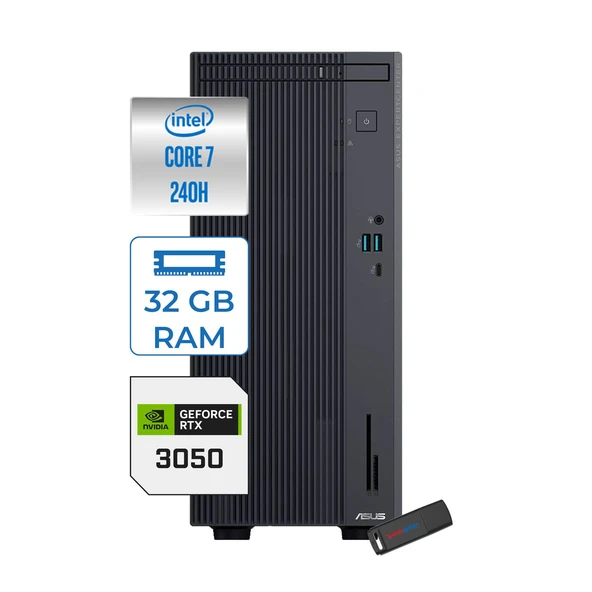 Asus Expertcenter P500MV Intel® Core™ Ultra 7 240H 5.2ghz Aı 32GB Ddr5 4tb SSD 6GB/RTX3050 WIN11PRO Mini Tower Masaüstü Bilgisayar C724016512B0D23P15+ZETTAUSBBELLEK ürün görseli 1