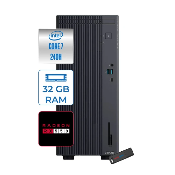 Asus Expertcenter P500MV Intel® Core™ Ultra 7 240H 5.2ghz Aı 32GB Ddr5 4tb SSD 4GB/RX550  WIN11PRO Mini Tower Masaüstü Bilgisayar C724016512B0D21P15+ZETTAUSBBELLEK ürün görseli 1