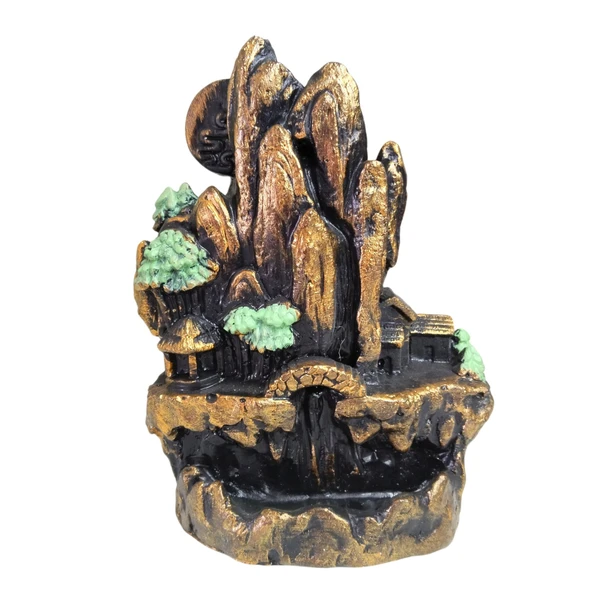 Dekoratif Geri Akış Tütsü Şelalesi – Dağ Tasarımlı Backflow Tütsülük – Masaüstü Meditasyon ve Aromaterapi Tütsü Standı 21x15 cm ürün görseli 1