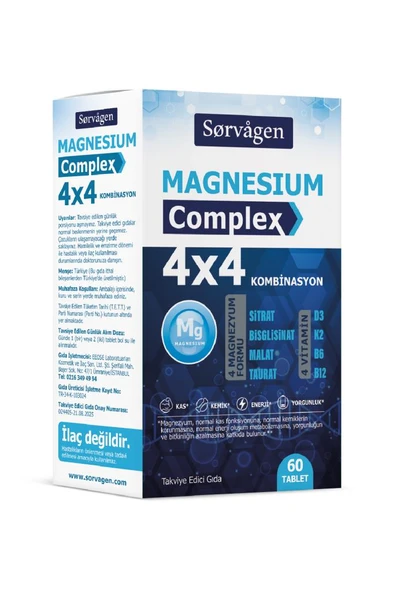 Sorvagen Magnesium Complex 4x4 Combination 60 Tablet - Resim 2