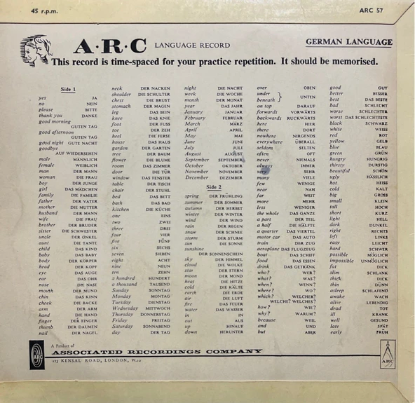 German The 200 Basic Words 45lik Plak - Resim 2
