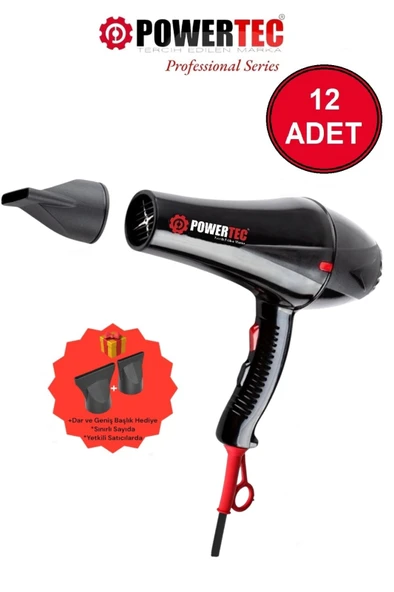 12 ADET Powertec TR-901 Profesyonel Fön Makinesi ürün görseli 1