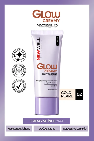 Glow Boosting Işıltı Veren Nemlendirici Yüz Kremi SPF 15+ Gold Pearl 02 30 Ml ürün görseli 1