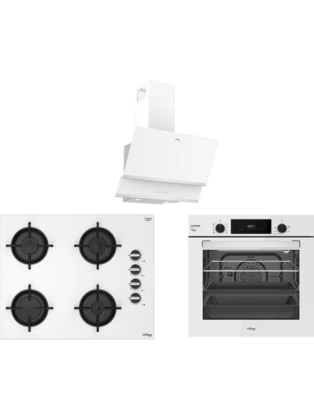 TommaTech TT200 Beyaz Ankastre Set TDE6001WG Davlumbaz + TAO6001WG Ocak + TAF6005WS Fırın ürün görseli 1