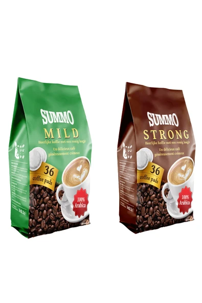 SUMMO Senseo 1 Adet Mild Ve 1 Adet Strong 72'li Avantaj Paketi 36x2 Paket Pad Kahve Kapsülü ürün görseli 1