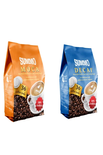 SUMMO Senseo 1 Adet Moca Ve 1 Adet Decaf 72'li Avantaj Paketi 36x2 Paket Pad Kahve Kapsülü ürün görseli 1