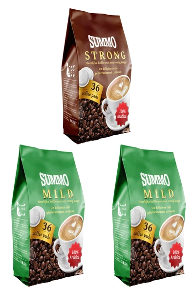 SUMMO 1 Adet Strong Ve 2 Adet Mild 108’li Avantaj Paketi (36x3 Paket) Senseo Pads Kahve Kapsülü ürün görseli 1
