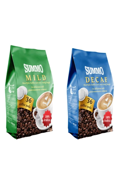 SUMMO Senseo 1 Adet Decaf Ve 1 Adet Mild 72'li Avantaj Paketi (36x2 Paket) Pad Kahve Kapsülü ürün görseli 1