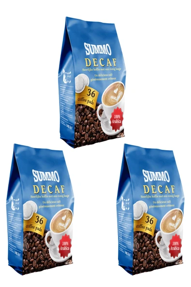 SUMMO Decaf 108'li Avantaj Paketi (36x3) Senseo Pad Coffee Pads Kahve Kapsülü ürün görseli 1