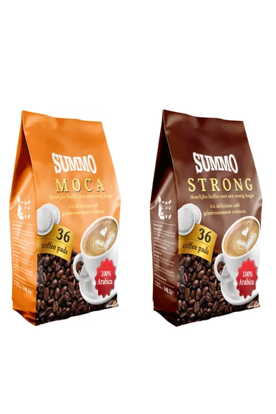 SUMMO Senseo 1 Adet Moca Ve 1 Adet Strong 72'li Avantaj Paketi 36x2 Paket Pad Kahve Kapsülü ürün görseli 1
