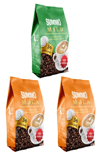 SUMMO Mild Ve 2 Adet Moca 108’li Avantaj Paketi 1 Adet-36x3 Paket) Senseo Pads Kahve Kapsülü ürün görseli 1