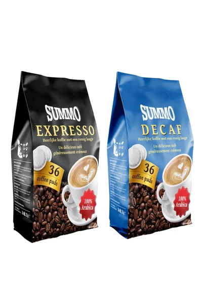 SUMMO Senseo 1 Adet Decaf Ve 1 Adet Espresso 72'li Avantaj Paketi (36x2 Paket) Pad Kahve Kapsülü ürün görseli 1