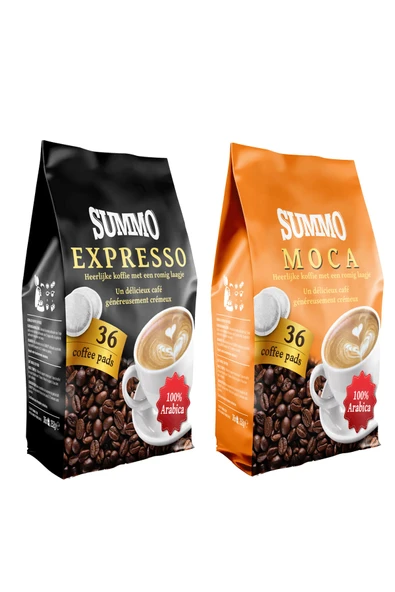 SUMMO Senseo 1 Adet Moca Ve 1 Adet Espresso 72'li Avantaj Paketi (36x2 Paket) Pad Kahve Kapsülü ürün görseli 1